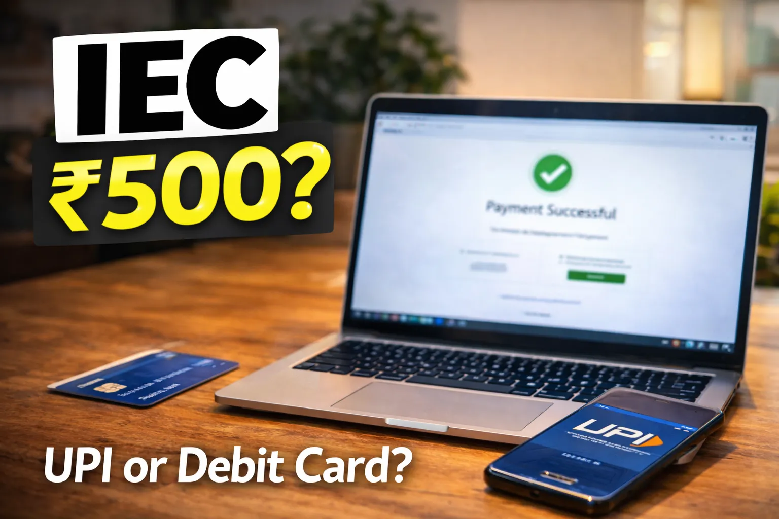 Paying IEC Code application fee of ₹500 on DGFT portal — net banking UPI debit card