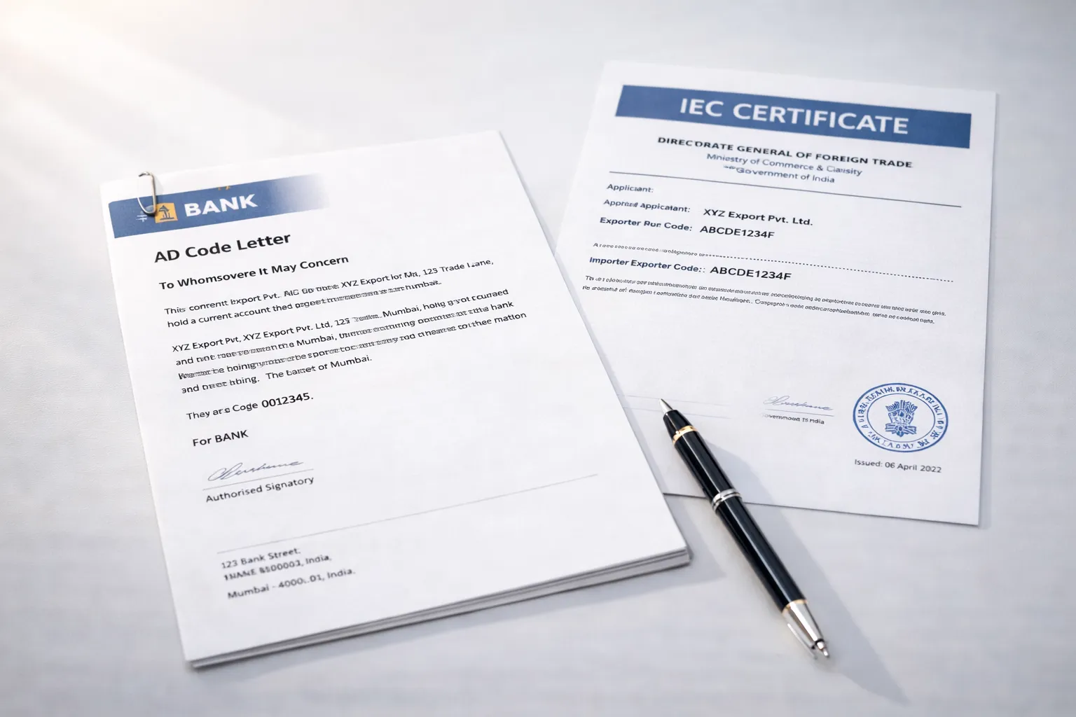 Exporter collecting AD code letter from bank branch for export registration