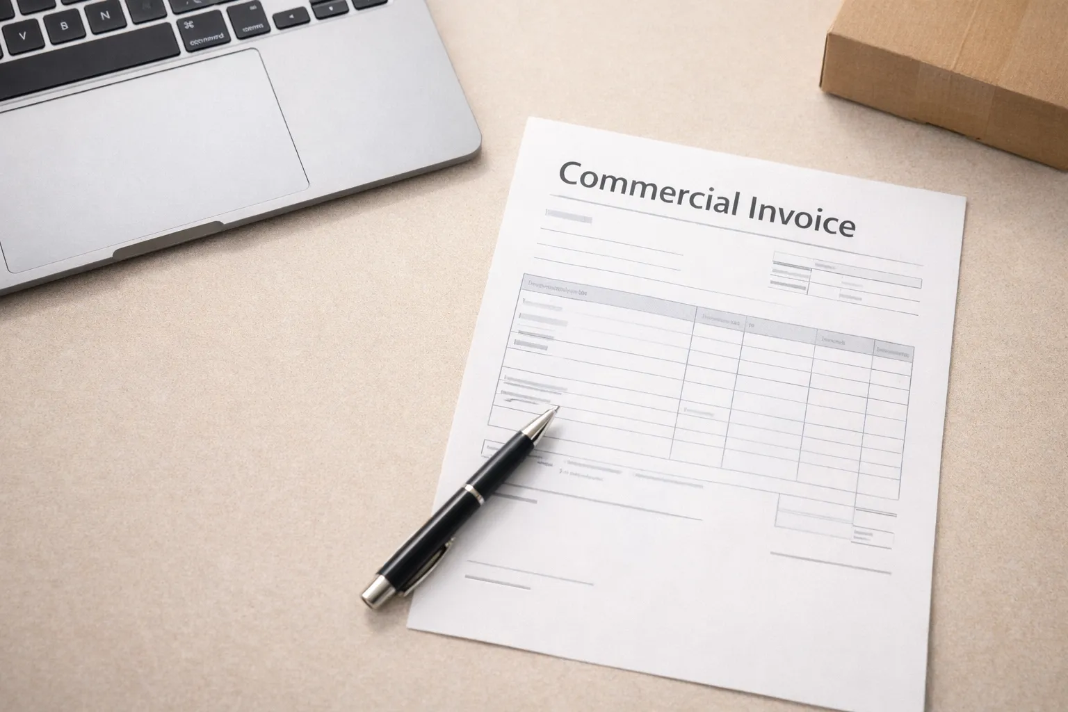 Export commercial invoice format for shipping goods from India