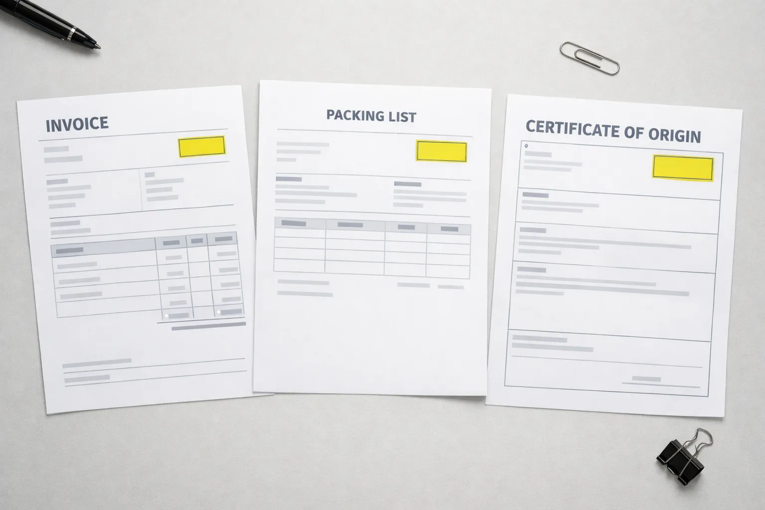 HS code appearing on export documents — commercial invoice packing list and shipping bill India