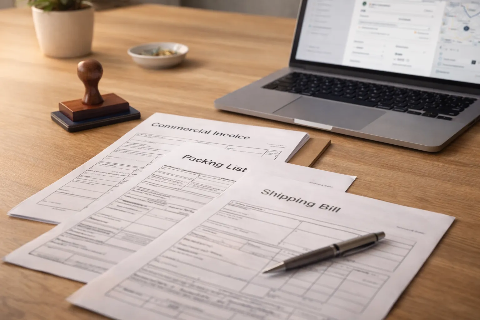 Key export documents including commercial invoice, packing list and shipping bill for India exports