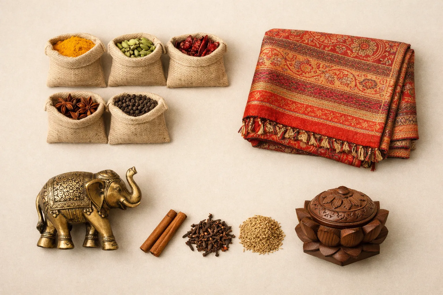 Indian export products including spices, textiles and handicrafts — choosing the right product to export from India
