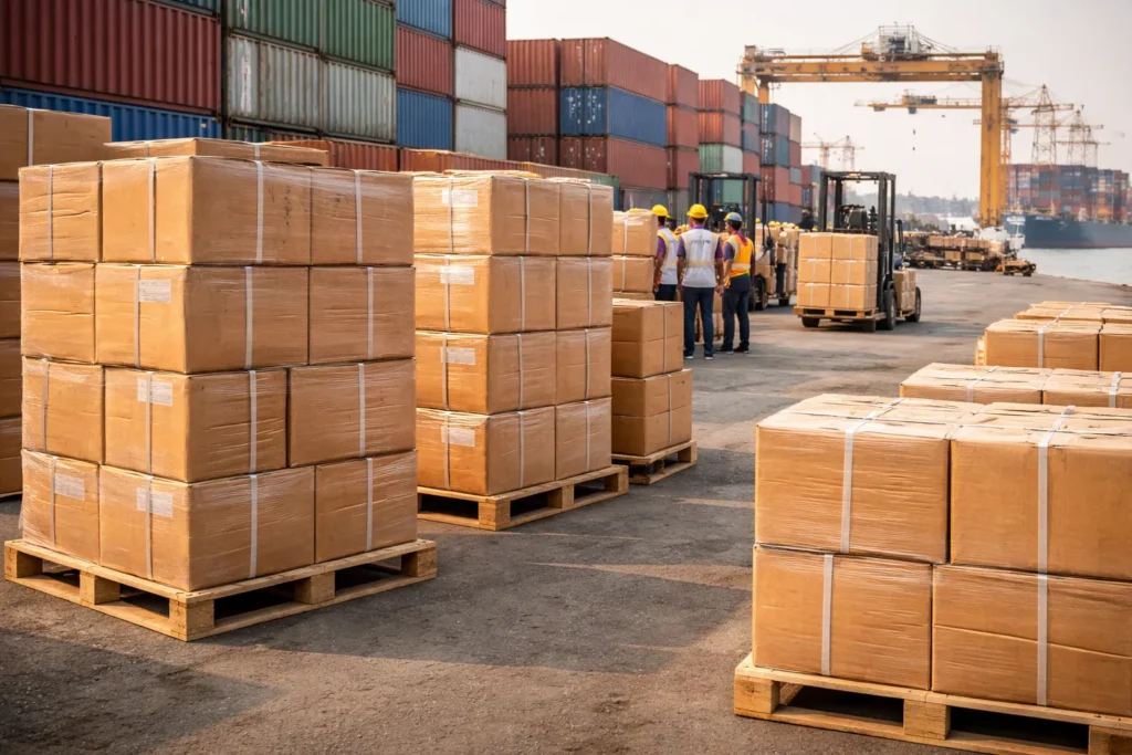 First export shipment of spices from India at Nhava Sheva Mumbai port